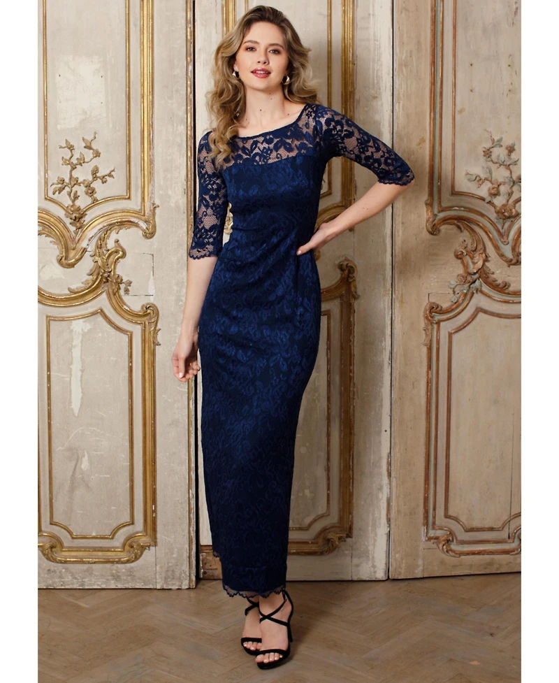 Alie Street London Women's Lila 3/4 Sleeve Lace Maxi Gown