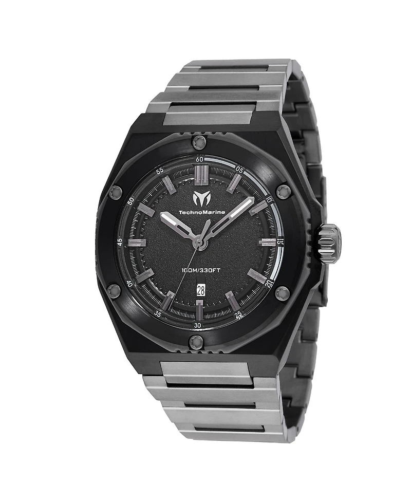 Technomarine Men's Tm-416061 Coral Quartz 3 Hand Black Dial Watch