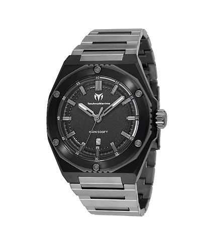 Technomarine Men's Tm-416061 Coral Quartz 3 Hand Black Dial Watch