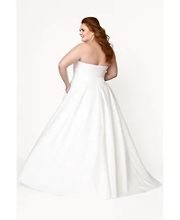 Sydney's Closet Women's Halter Satin Wedding Dress