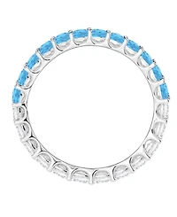 Macy's Blue Topaz (1 ct. t.w.) and Lab-Grown White Sapphire (1 ct. t.w.) Band Ring in Sterling Silver
