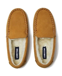 Lands' End Kids Fuzzy Lined Suede Moccasin Slippers
