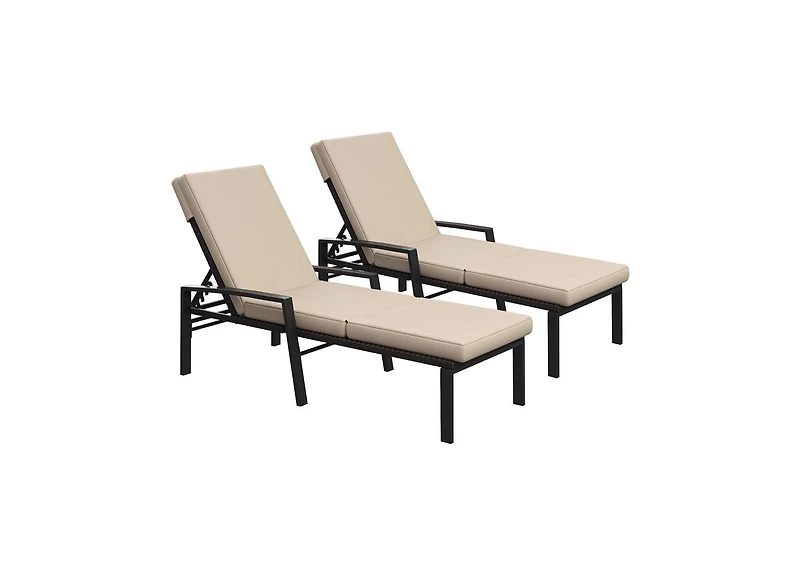 Aecojoy Chaise Lounge Chairs for Outside Set of 2, Adjustable Wicker Pe Rattan Patio Pool Recliner Chair with Removable Cushion