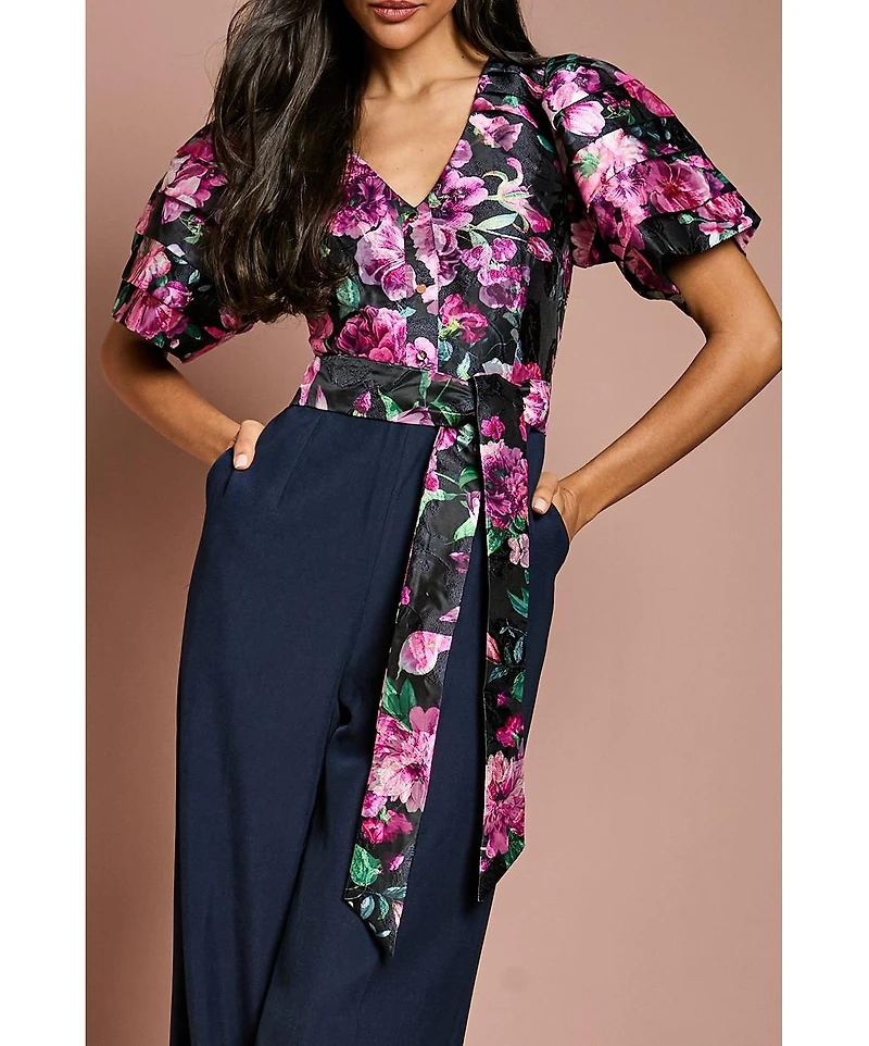 Coast Women's Printed Tiered Sleeve Organza Jumpsuit