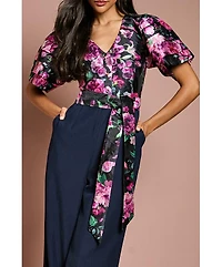 Coast Women's Printed Tiered Sleeve Organza Jumpsuit