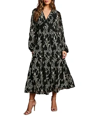 Coast Women's Long Sleeve Broderie Floral Midaxi Dress