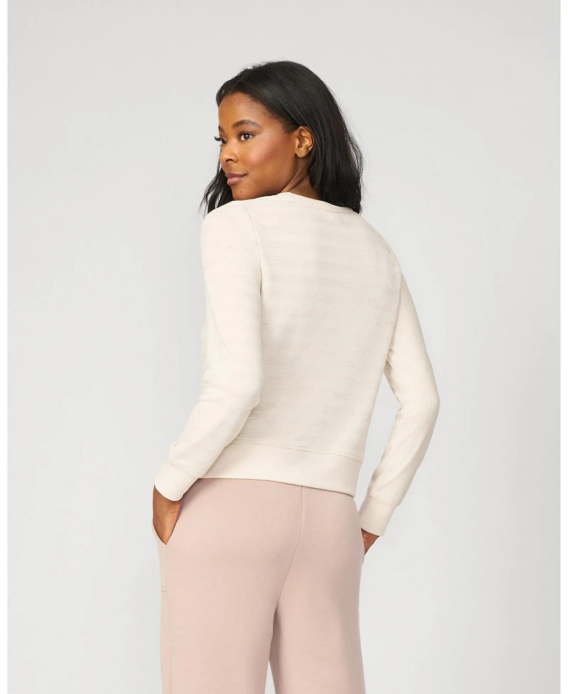 Cable & Gauge Women's Crewneck Tonal Stripe Pullover Sweatshirt