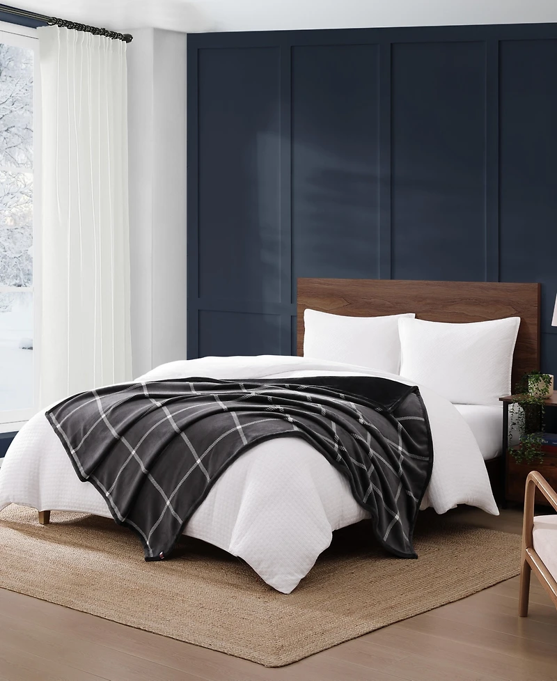 Tommy Hilfiger Printed Plush Plaid Throw Blanket, 70" x 50"