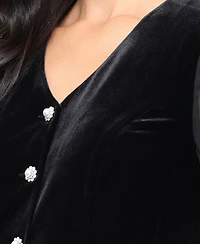 Alex Evenings Petite Button Detailing V-Neck Top