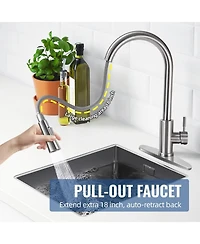 304 Stainless Steel Pull-Down Kitchen Faucet with 360° Rotation and Dual Water Modes