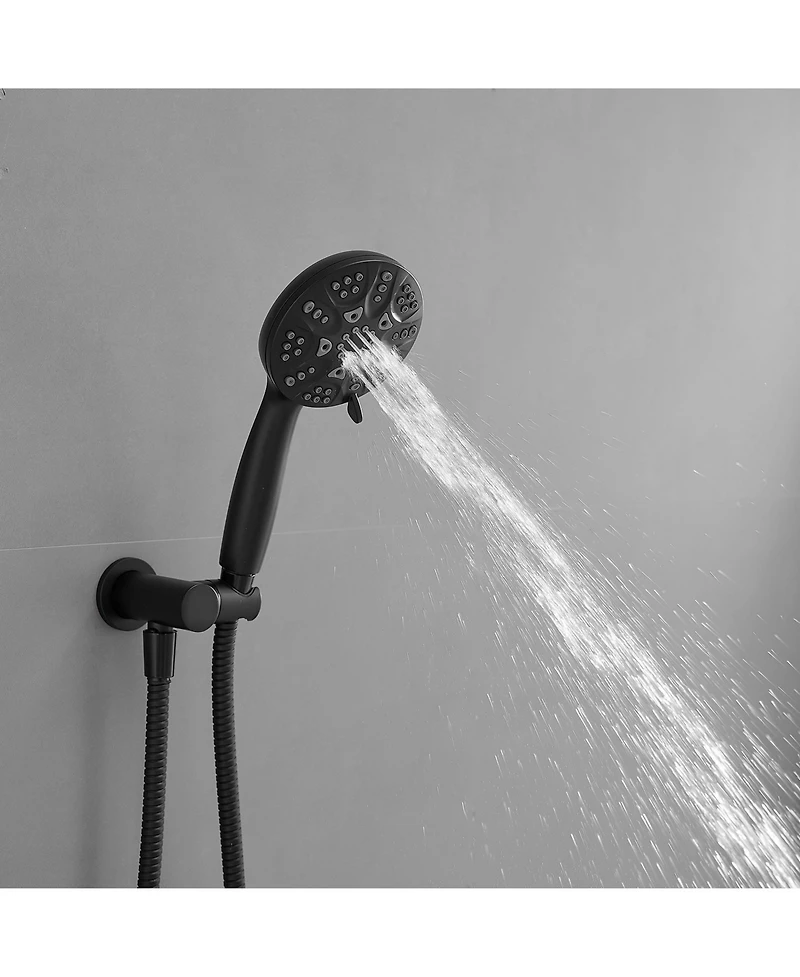 Single-Handle 1-Spray Round Rain Shower Faucet with Dual Function Pressure Balance Valve in Matte Black (Valve Included)