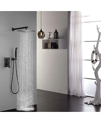 Rainsken 10 inch Shower Head Bathroom Luxury Rain Mixer Shower Complete Combo Set Wall Mounted (Matte Black)