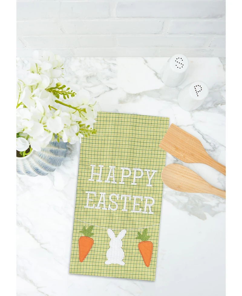 "Happy Easter" Bunny Rabbit w/ Carrots Cotton Kitchen Dishtowel