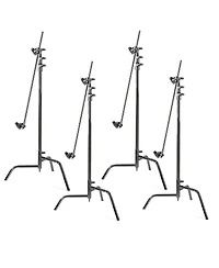 Matthews 40" C+ Stand with Turtle Base and Grip Head and Arm, Chrome, 4-Pack