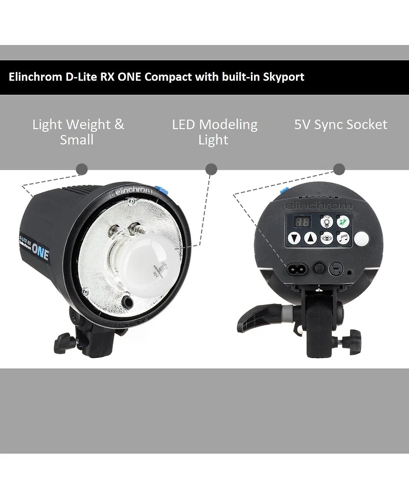 Elinchrom D-Lite Rx One Compact Monolight with built-in Skyport, 100Ws Energy