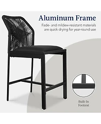Best Choice Products Set of 2 Indoor Outdoor Counter Height Barstools w/ All-Weather Rope & Aluminum