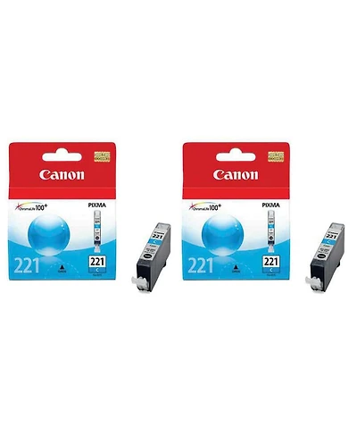 Canon 2 Pack Cli-221C Cyan Color Ink Tank for Select Pixma iP, Mp, Mx Series Printers