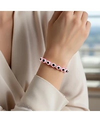 Bling Jewelry Set of 4 Blue Pink White Glass Bead Evil Eye Stretch Bracelet Crystal Spacers