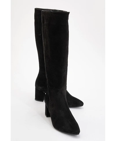 Forever & Always Shoes Sejas Leather Block Heel Knee-High Boot (Women)