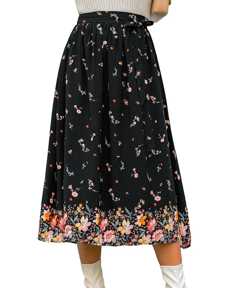 Cupshe Women's Shadow Blossom Floral Maxi Skirt