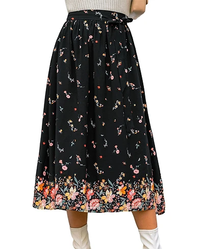 Cupshe Women's Shadow Blossom Floral Maxi Skirt