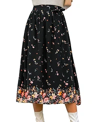 Cupshe Women's Shadow Blossom Floral Maxi Skirt