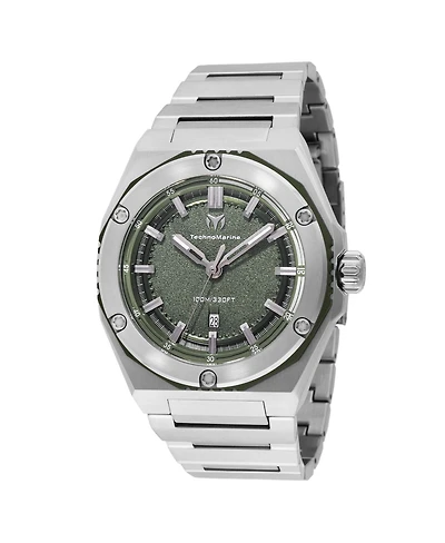Technomarine Men's Tm-416075 Coral Quartz Olive Green Dial Watch
