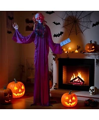 Halloween Animatronic Standing Girl Holding Book 6 Ft Haunted House Decoration