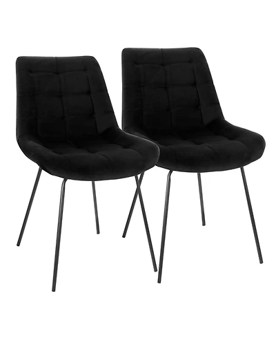 Elama 2 Piece Tufted Chair in Black with Metal Legs