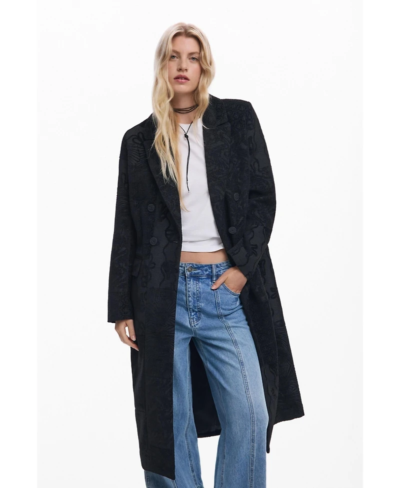 Desigual Women's Black textured coat