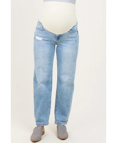 Pinkblush Maternity Light High Rise Ankle Boyfriend Distressed Jeans