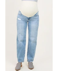 Pinkblush Maternity Light High Rise Ankle Boyfriend Distressed Jeans