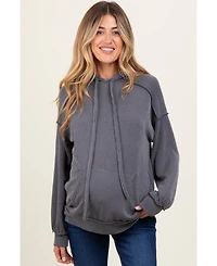 Pinkblush Maternity Olive Ribbed Front Pocket Drawstring Hoodie