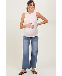 Pinkblush Maternity Light Blue Fringe Hem Wide Leg Jeans