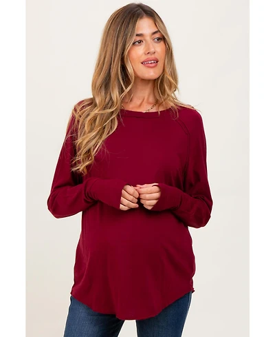 Pinkblush Maternity Burgundy Exposed Seam Long Sleeve Top
