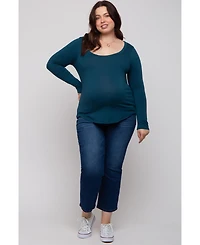 Pinkblush Plus Dark Teal Basic Long Sleeve Top