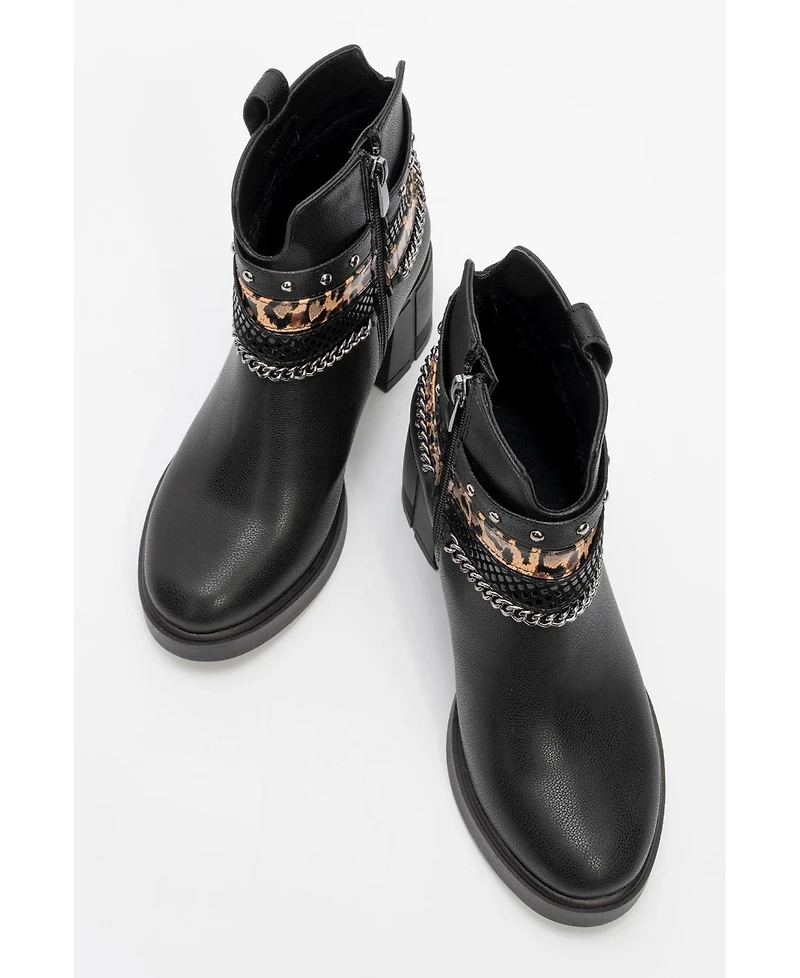 Prologue Shoes Boliva Buckled Chain Block Heel Boot (Women)