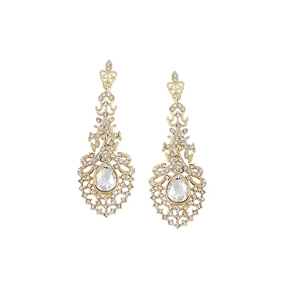 Sohi Women's Silver Dazzling Drop Earrings