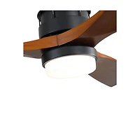 60-inch Modern Minimalist Style Black 3-Blade Ceiling Fan with Led Light, Remote Control and Timing Function