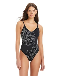 Sanctuary Midnight Breeze High Leg Scoop Neck Over The Shoulder Swimsuit