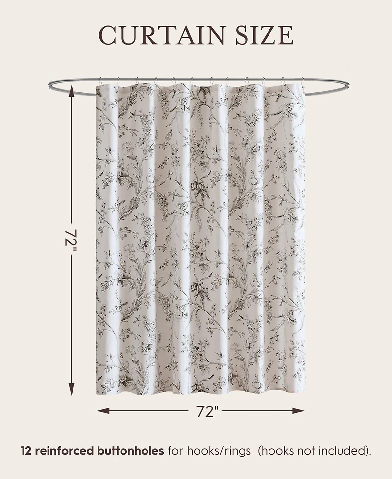 Laura Ashley Branch Toile Vintage Floral Shower Curtain