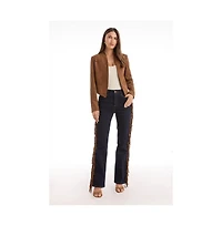 The Noli Shop Women's Yasmin Suede Jacket - Cognac