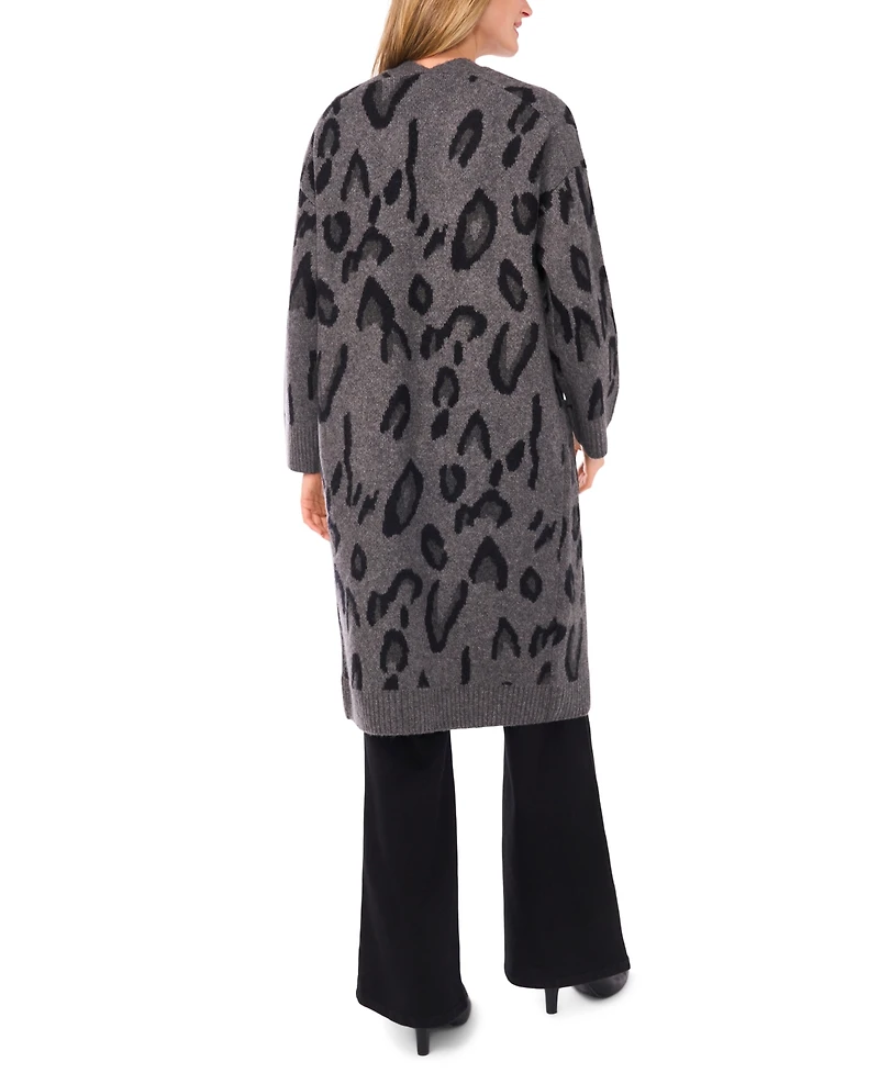 Vince Camuto Women's Long Sleeve Animal Print Cardigan