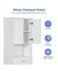 Casainc Tall Bathroom Cabinet with Laundry Basket, Tilt-Out Hamper and Upper Storage