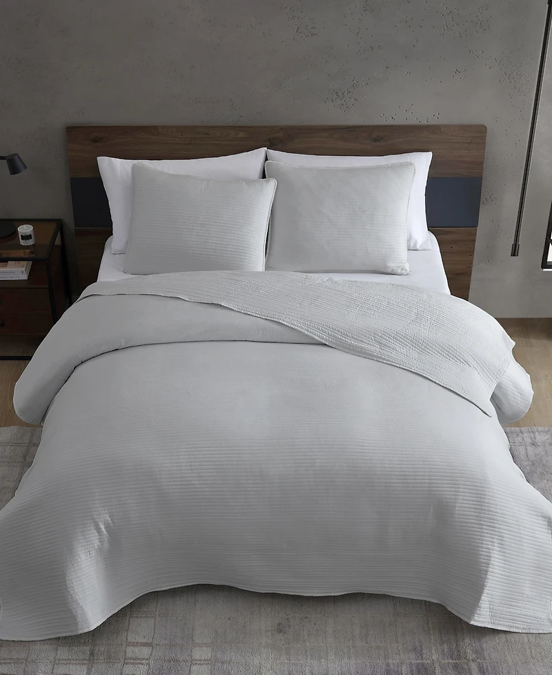 Kenneth Cole New York Solid Washed Channel Stitch 3-Pc. Quilt Set, King