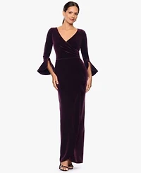 Betsy Adam Womens Velvet Long Sleeve V Neck Gown 4 22w