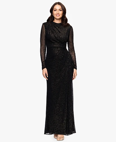 Betsy & Adam Women's Mock Neck Gown
