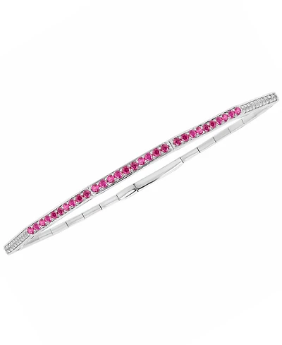 Macy's Lab-Grown Ruby (1/2 ct. t.w.) and Lab-Grown White Sapphire (1/3 ct. t.w.) Bangle in Sterling Silver