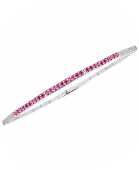 Macy's Lab-Grown Ruby (1/2 ct. t.w.) and Lab-Grown White Sapphire (1/3 ct. t.w.) Bangle in Sterling Silver