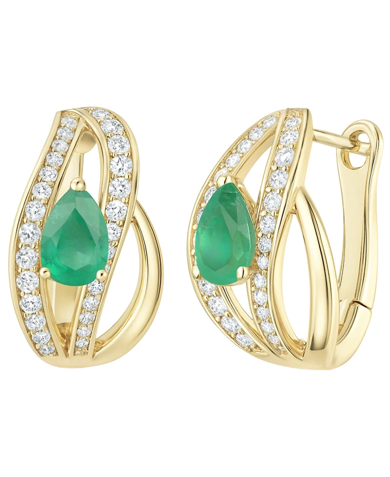 Macy's Emerald (5/8 ct. t.w.) and Diamond (1/3 Drop Earrings 14K Gold (also White Sapphire & Ruby)